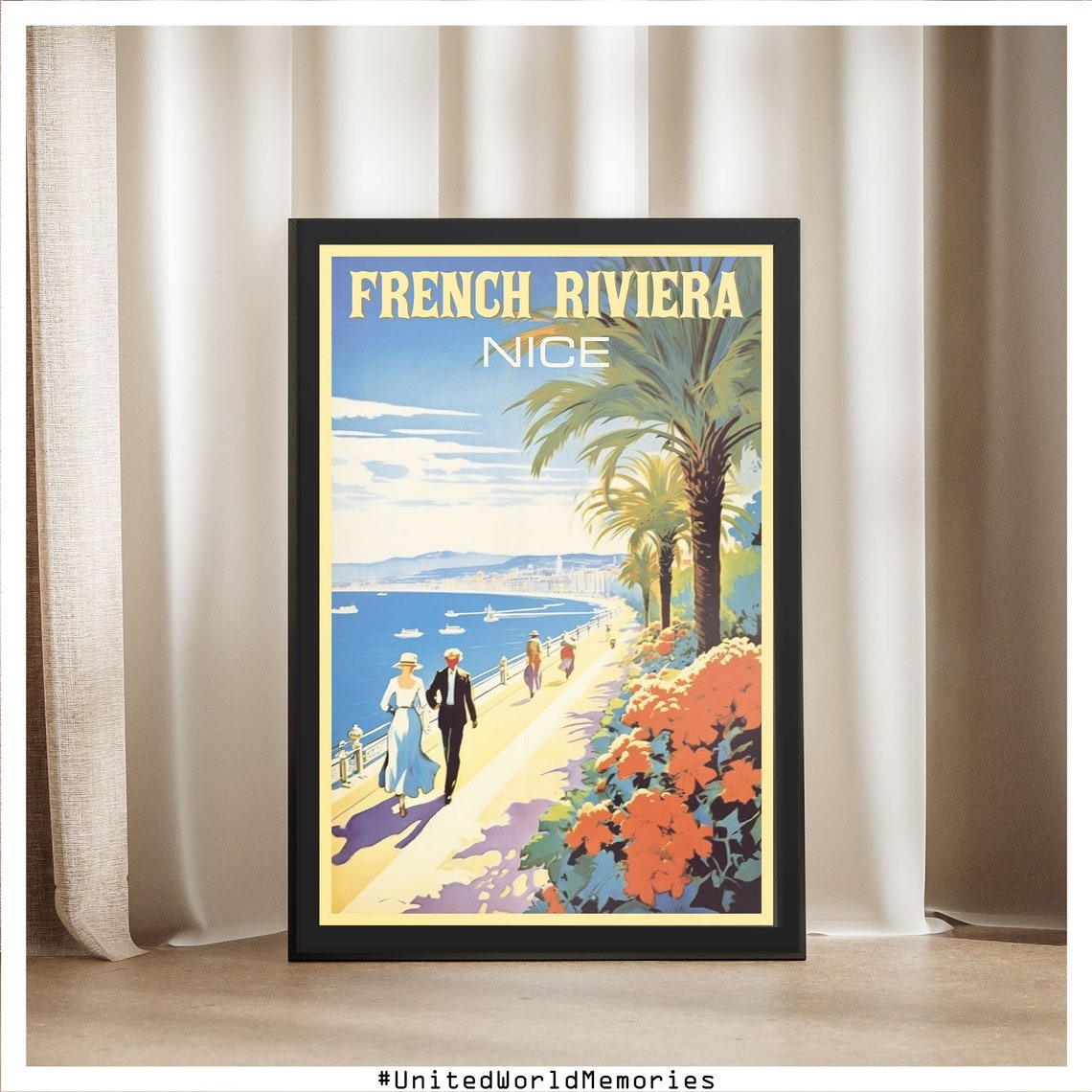 French Riviera Travel Poster Nice Promenade Des Anglais Poster France Poster French Riviera Wall Art French Riviera Gift Nice Print - Image 5