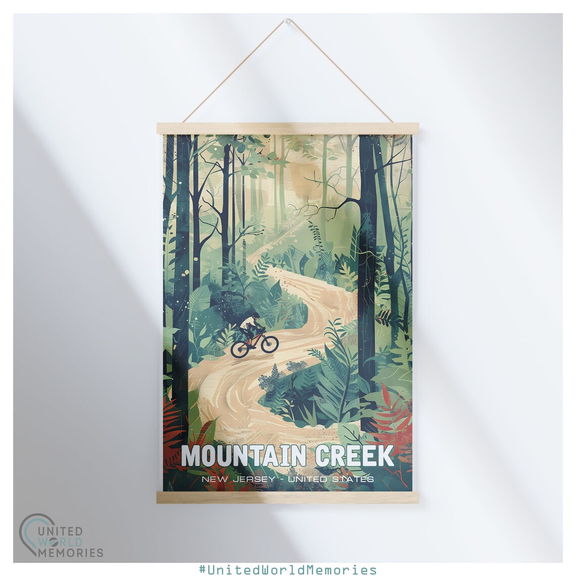 Mountain Creek New Jersey Forest Trail Mountain Bike Art Poster - Image 5