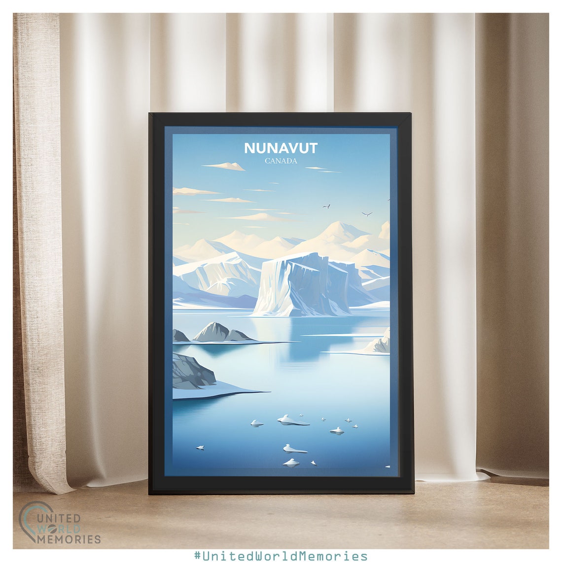 Nunavut Canada Arctic Iceberg Glacier Minimalist Blue Ocean Poster - Image 4