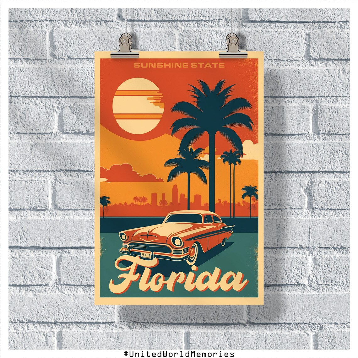 Florida Vintage Travel Poster, Sunshine State Art Print