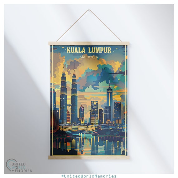 Kuala Lumpur Skyline Harmony Poster Malaysia Art Vintage Retro Travel Lover Gift Print