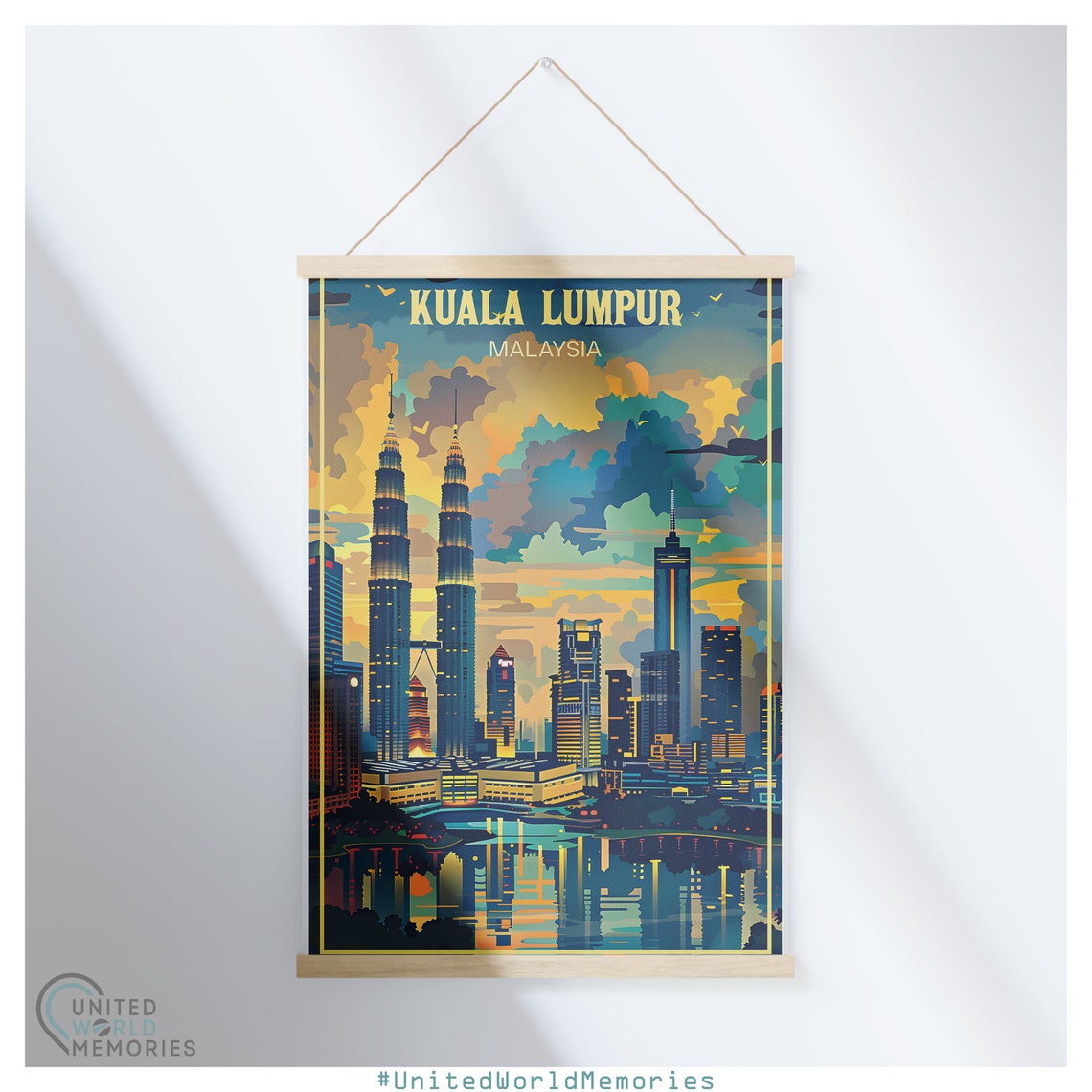 Kuala Lumpur Skyline Harmony Poster Malaysia Art Vintage Retro Travel Lover Gift Print