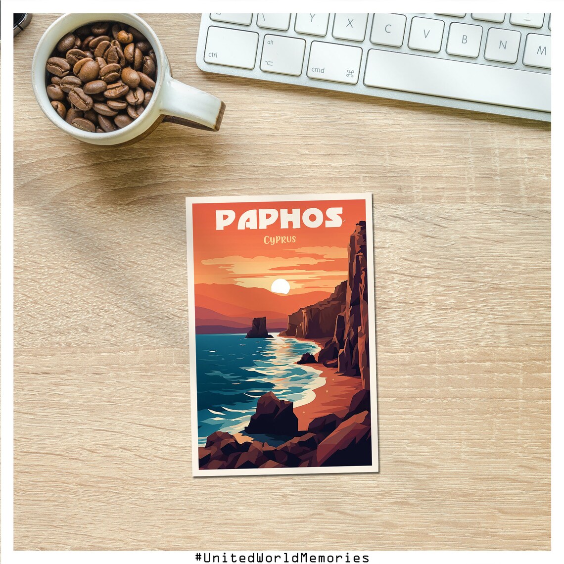 Paphos Aphrodites Rock Travel Poster, Cyprus - Image 4