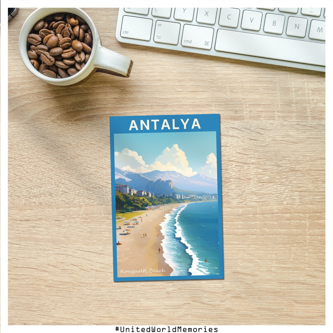 Antalya Konyaalti Beach Sunny Turquoise Coastline Travel Poster - Image 3