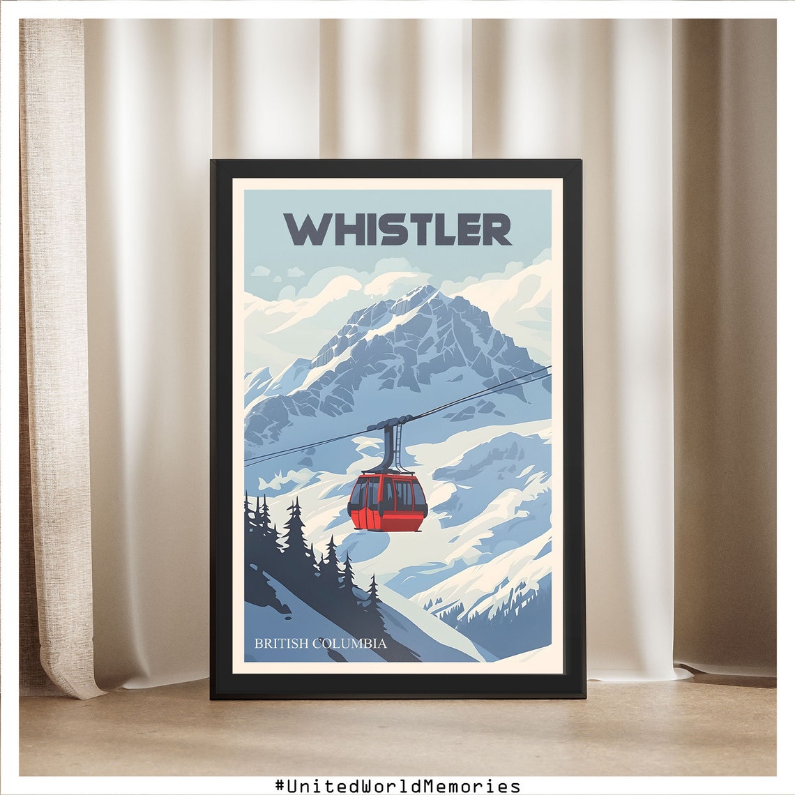 Whistler British Columbia Gondola Ride Snowy Alpine Peaks Poster - Image 5