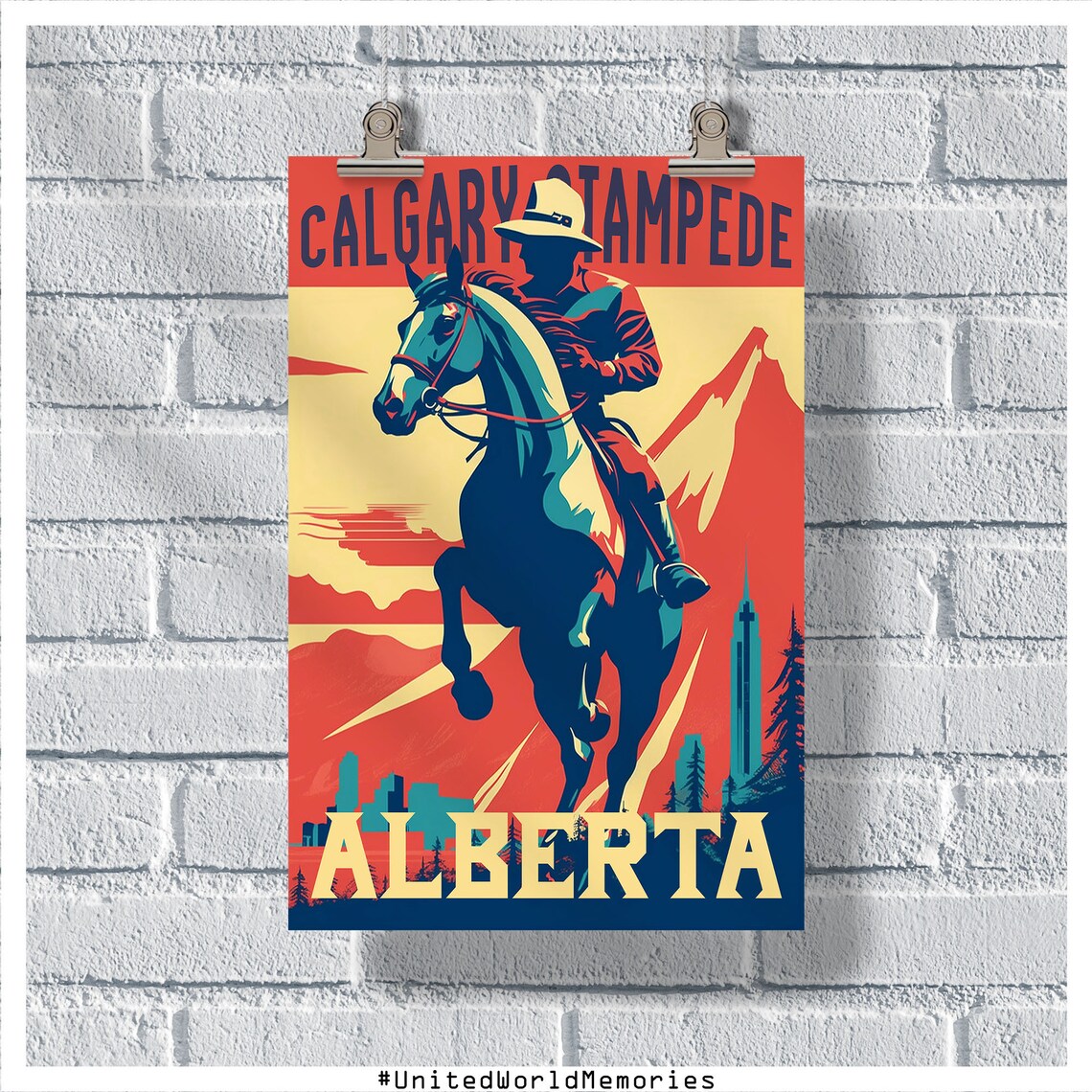 Calgary Stampede Alberta Rodeo Cowboy Horse Vintage Travel Poster - Image 5