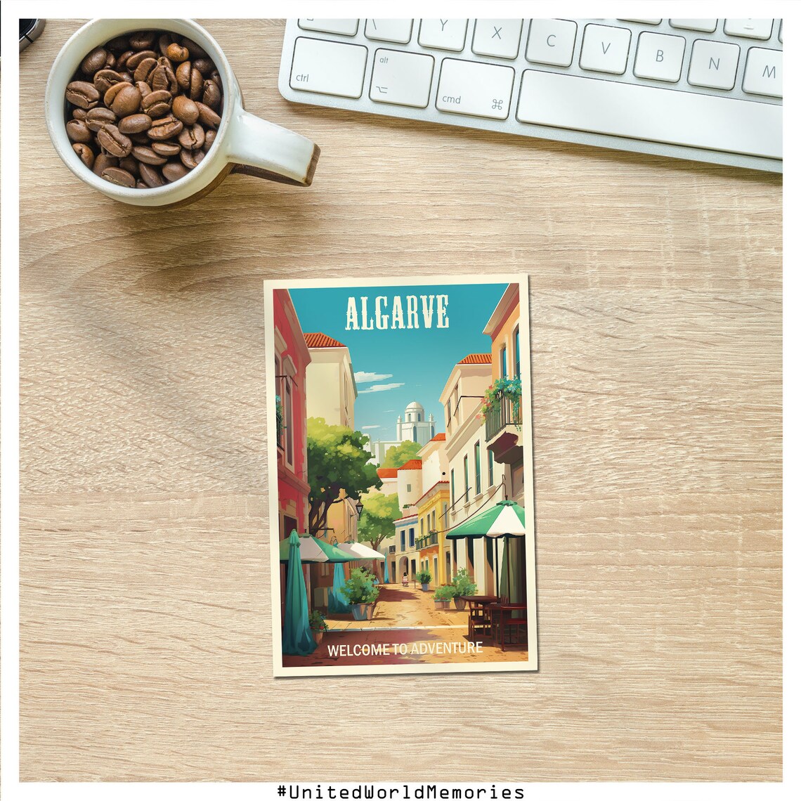 Algarve Old Town Charming Street Cafes Welcome Adventure Travel Poster - Image 3