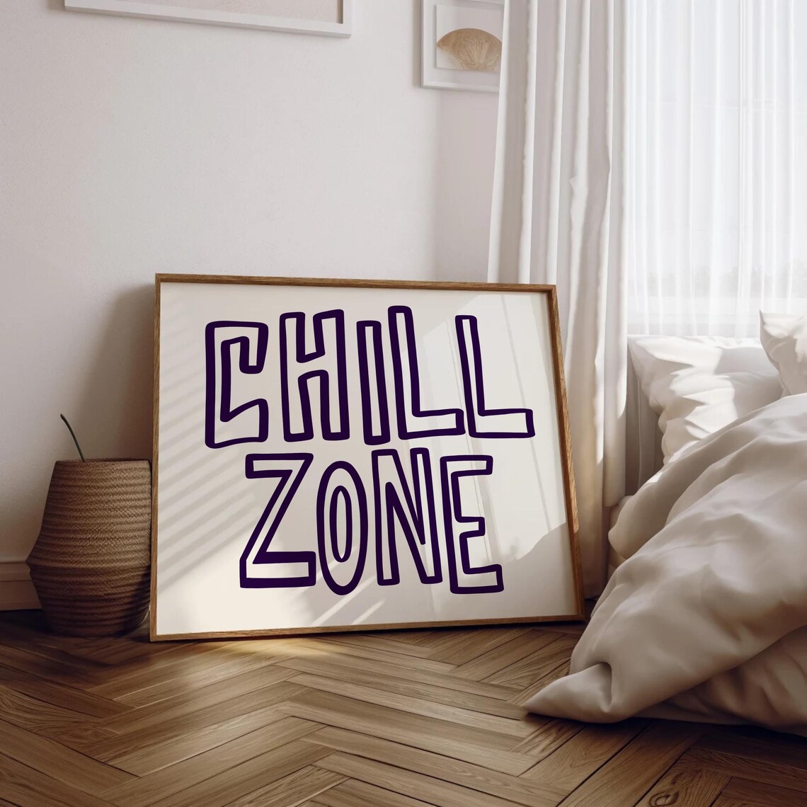 Chill Zone Navy Outline Retro Typography Horizontal Bedroom Poster - Image 2