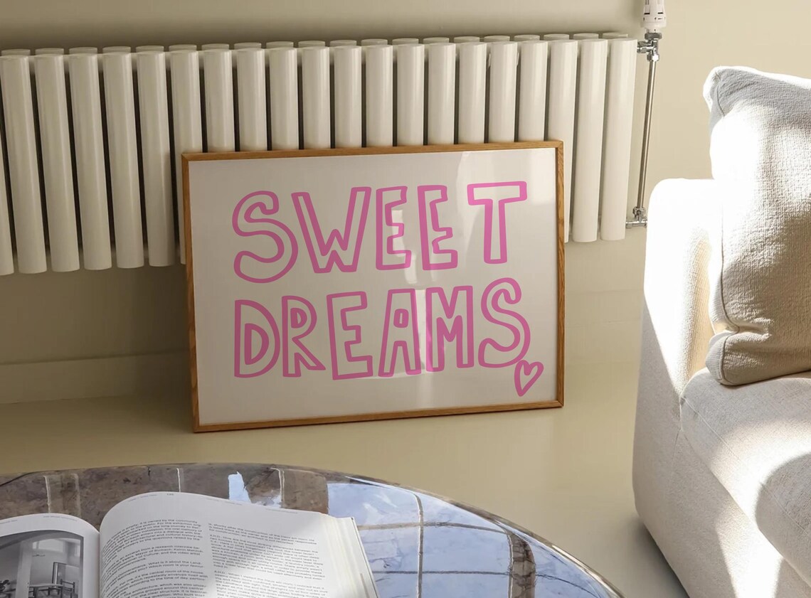 Sweet Dreams Mid-Century Bedroom Art Print - Image 2