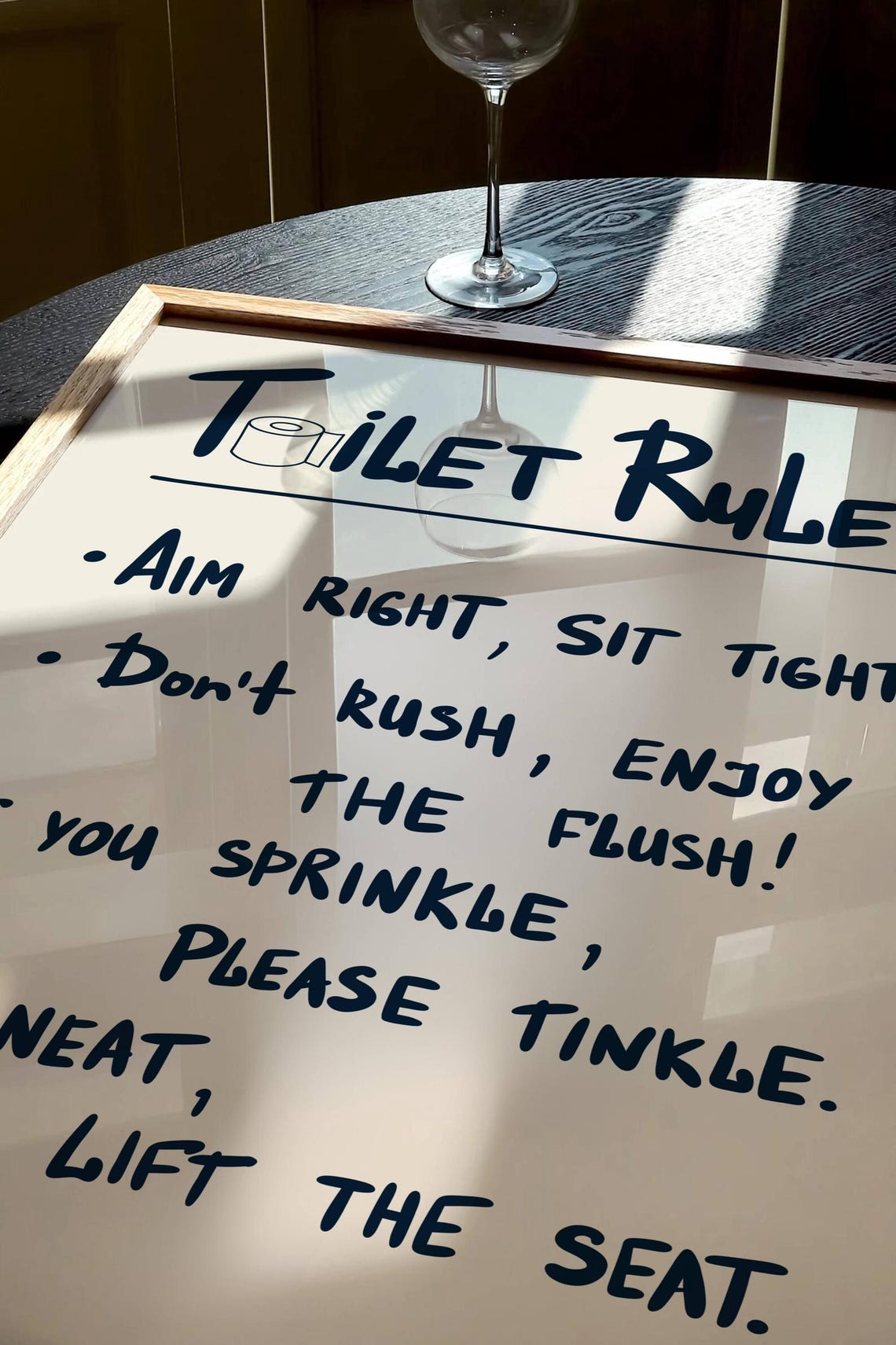 Toilet Rules Aim Right Sit Tight Funny Navy Bathroom Wall Poster - Image 3