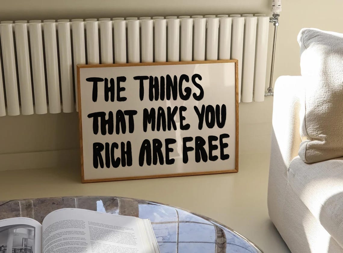 The Things That Make You Rich Are Free Black Brush Quote Poster - Image 3