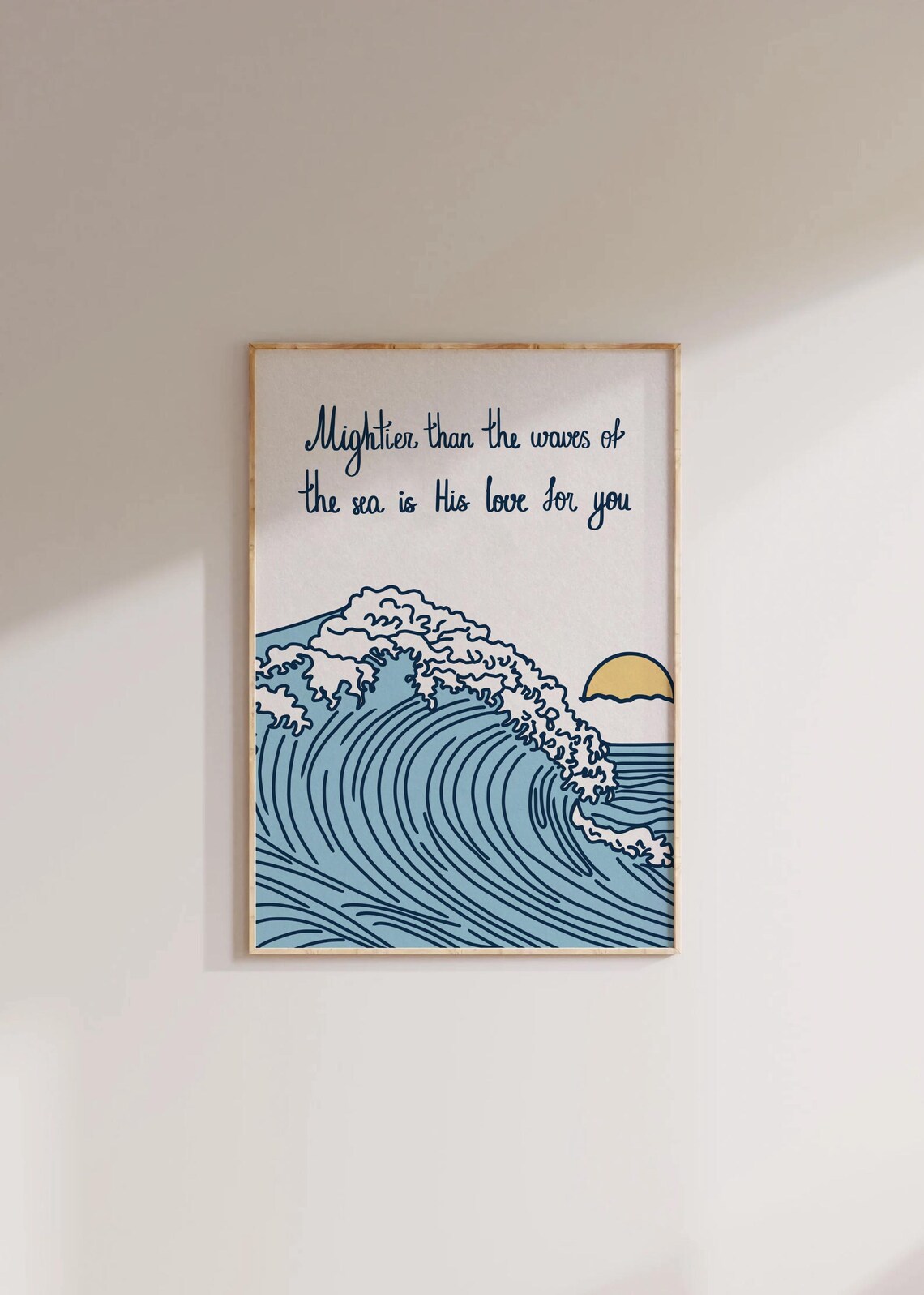Mightier Than The Waves Minimalist Christian Art Print - Image 3