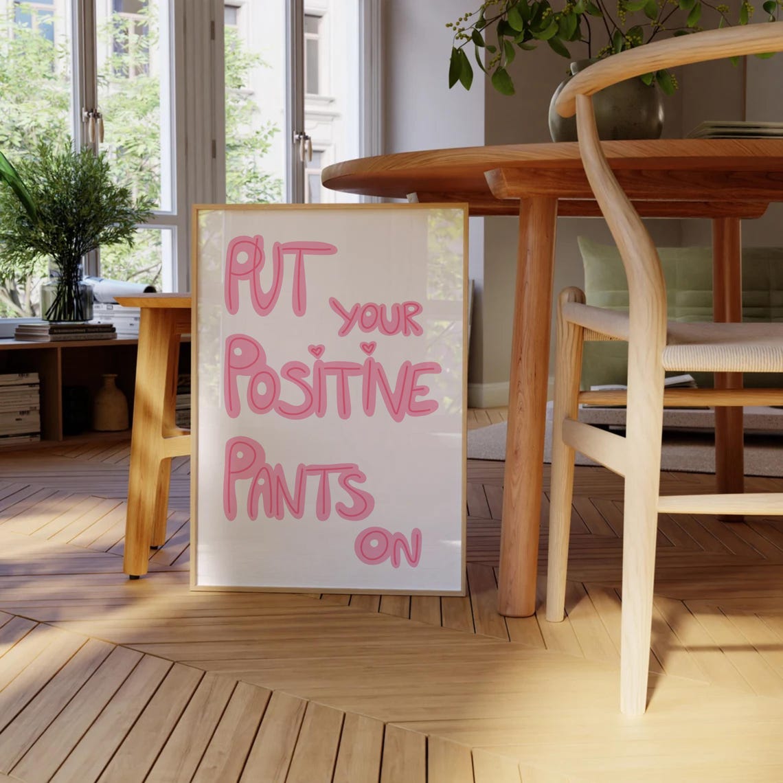 Put Your Positive Pants On Pink Bubble Lettering Uplifting Poster - Image 3