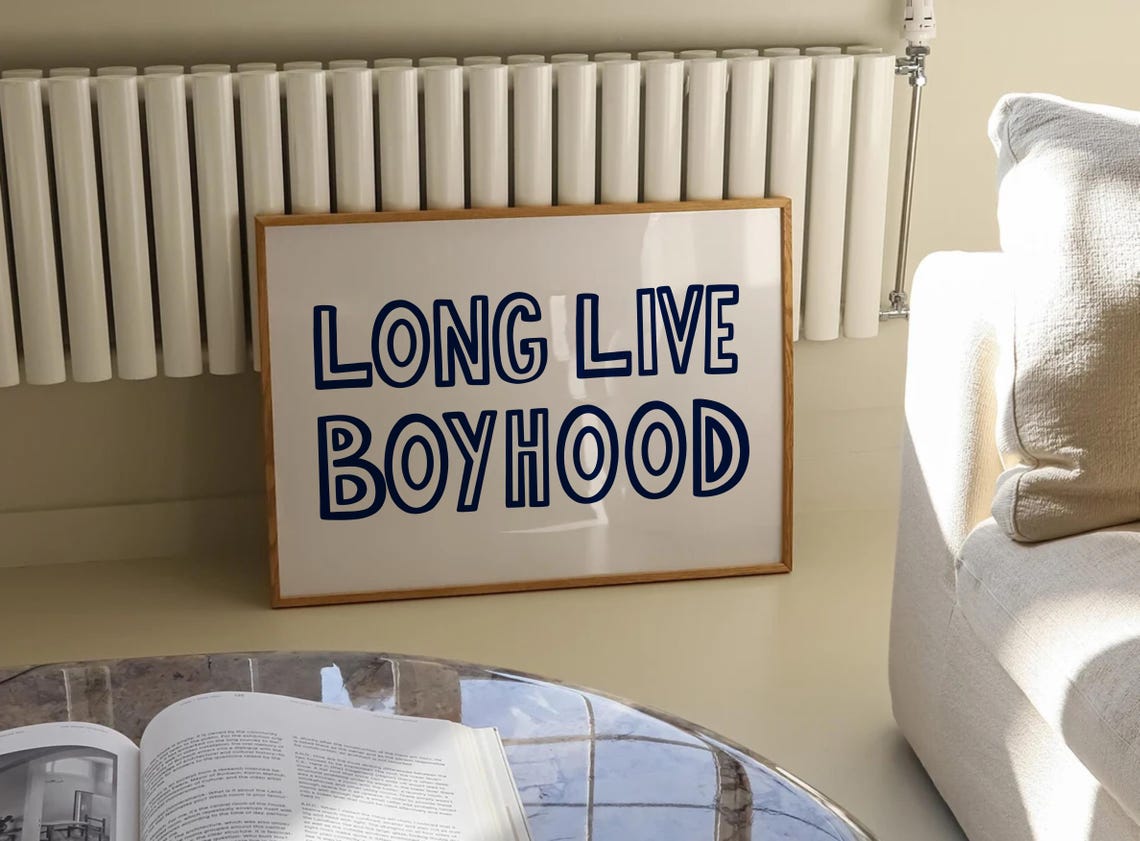 Long Live Boyhood Navy Outline Lettering Wide Horizontal Poster - Image 3