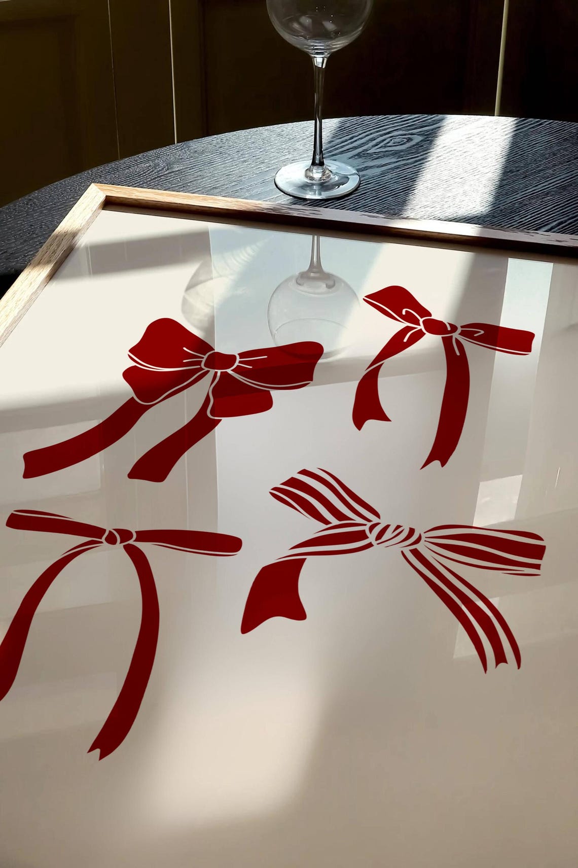 Red Ribbon Bows Coquette Minimalist Bow Illustration Dorm Poster - Image 2