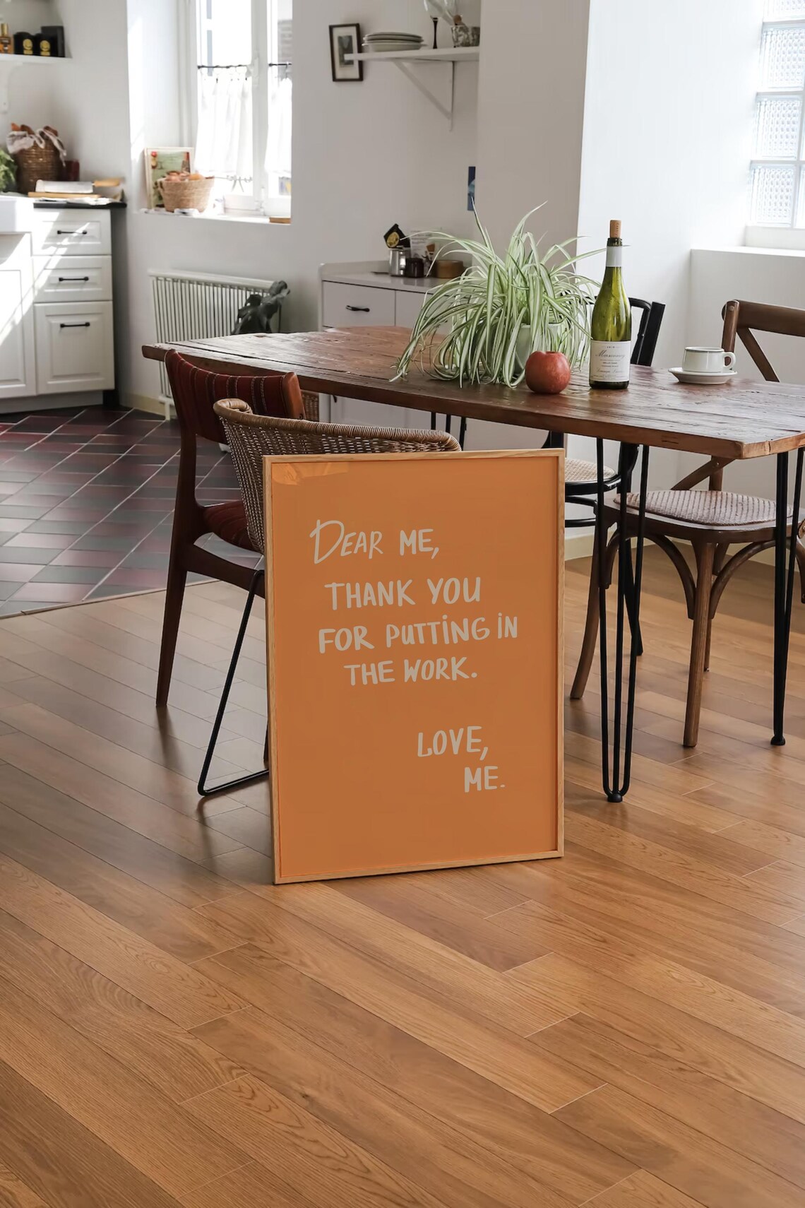 Dear Me Thank You Self Love Letter Burnt Orange Typography Poster - Image 3