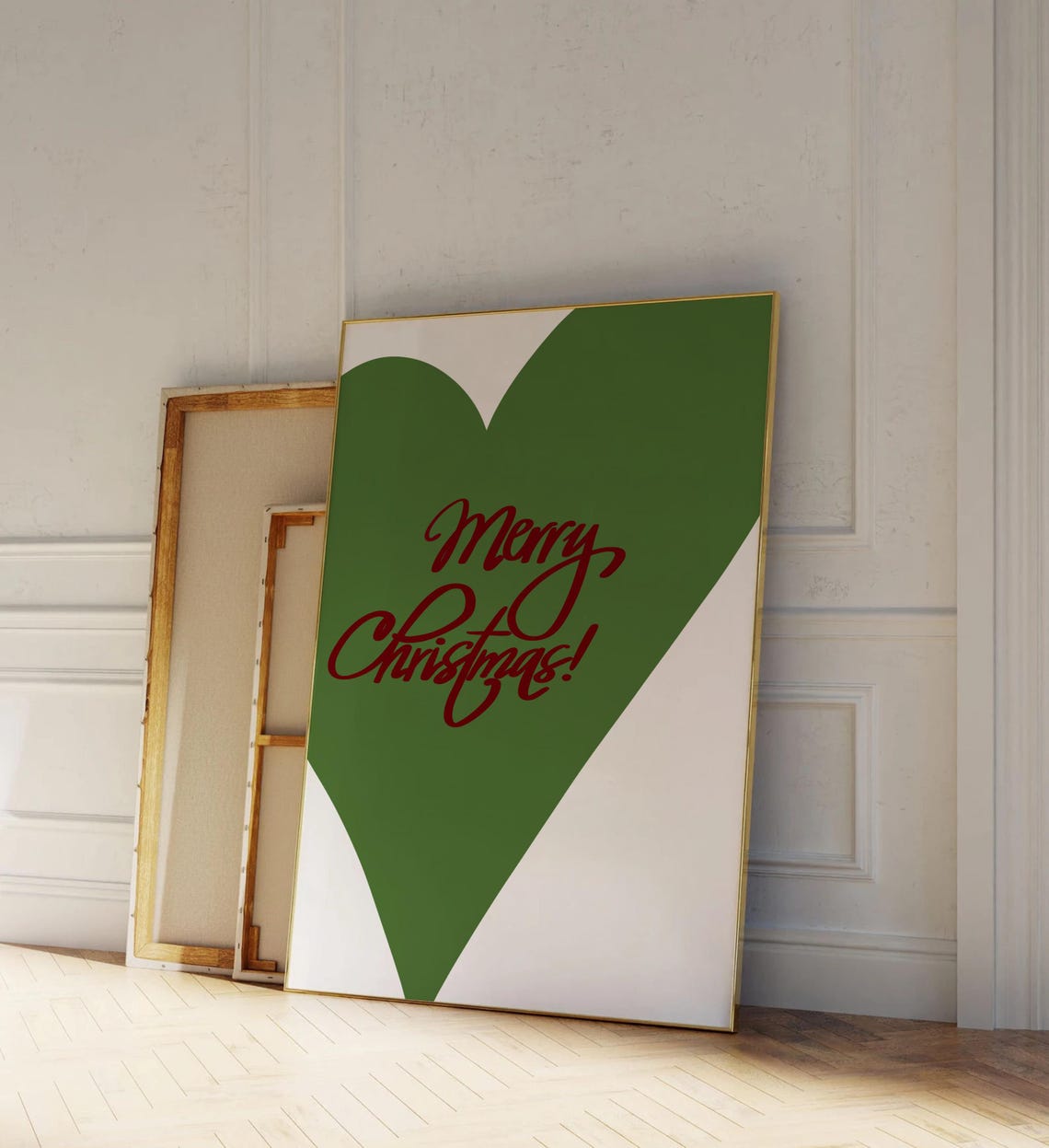 Merry Christmas Green Heart Modern Holiday Script Wall Poster - Image 3