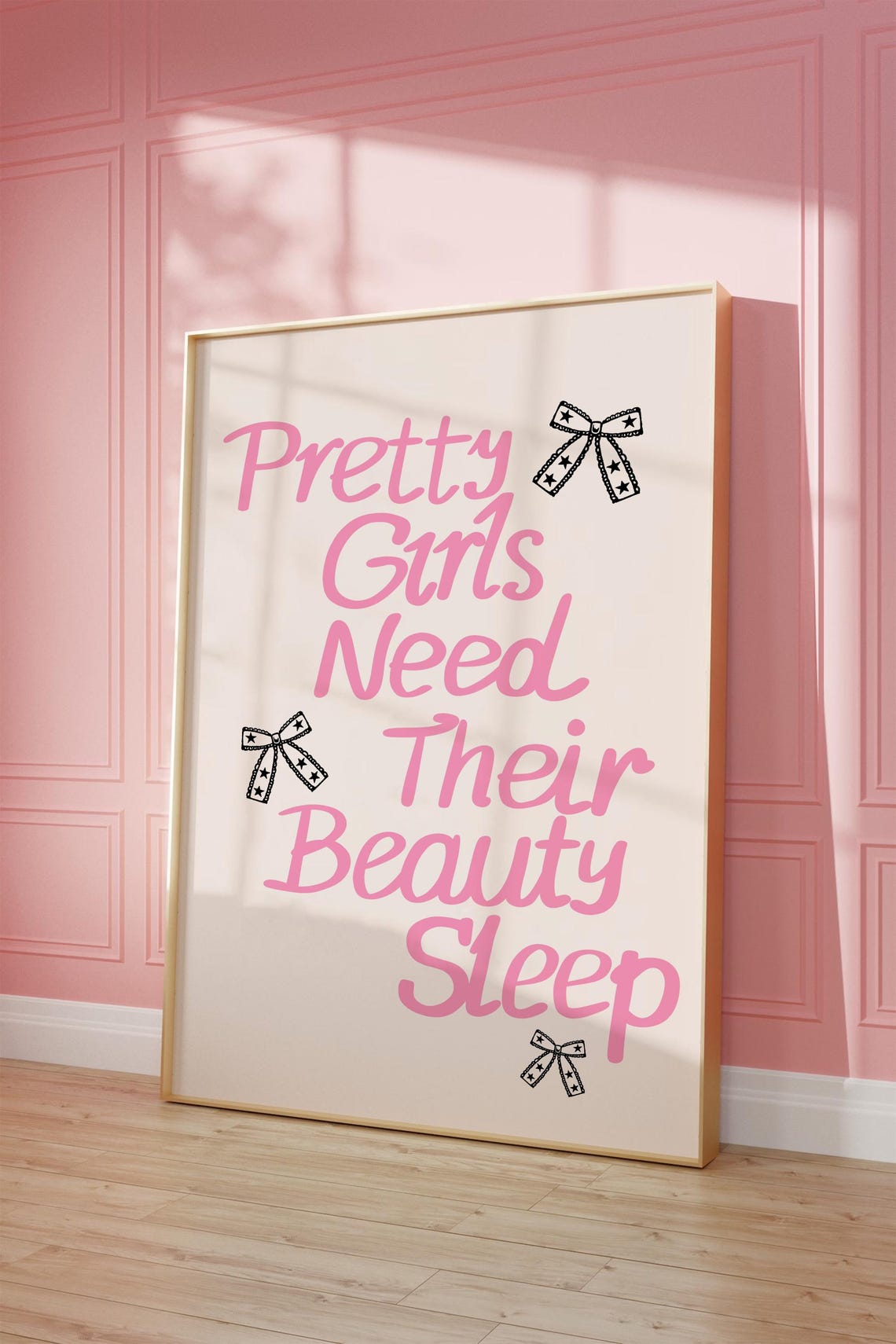 Pretty Girls Need Their Beauty Sleep Pink Bow Coquette Poster - Image 2