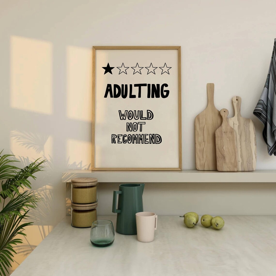 Adulting Would Not Recommend One Star Review Funny Quote Poster - Image 2