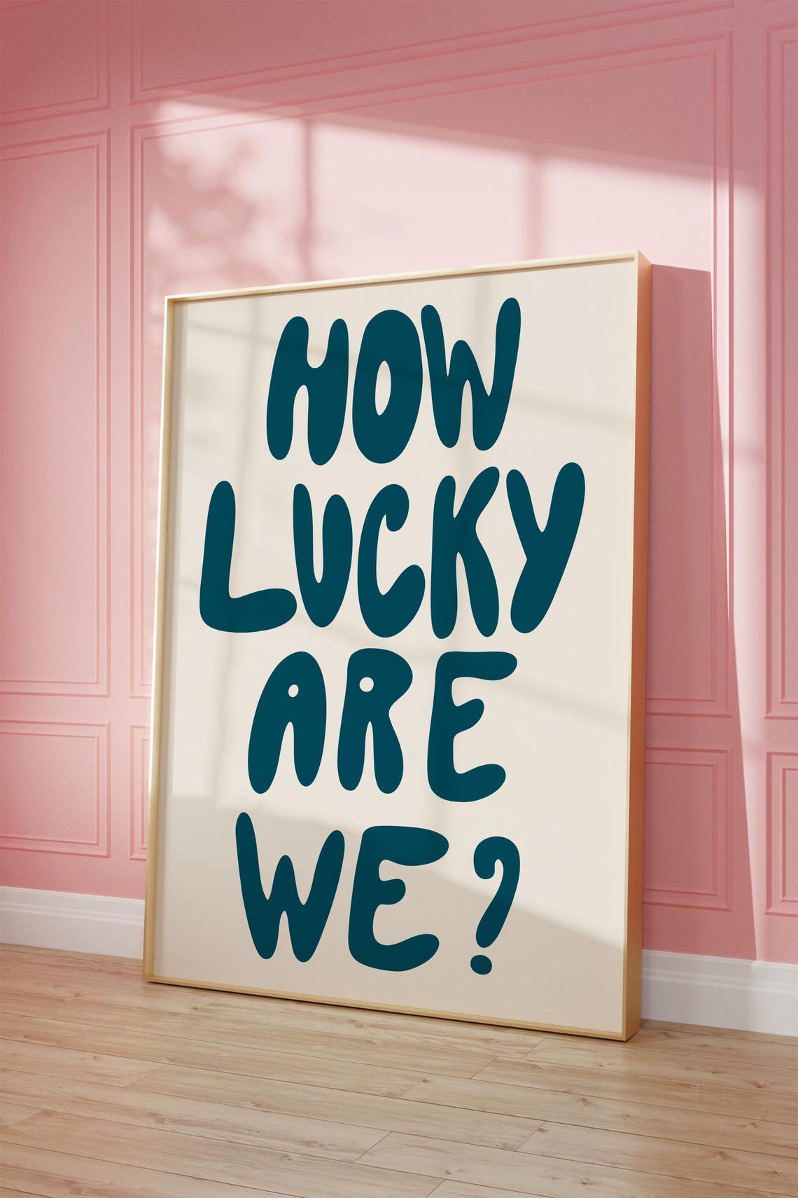 How Lucky Are We Teal Retro Bubble Letters Uplifting Quote Poster - Image 3