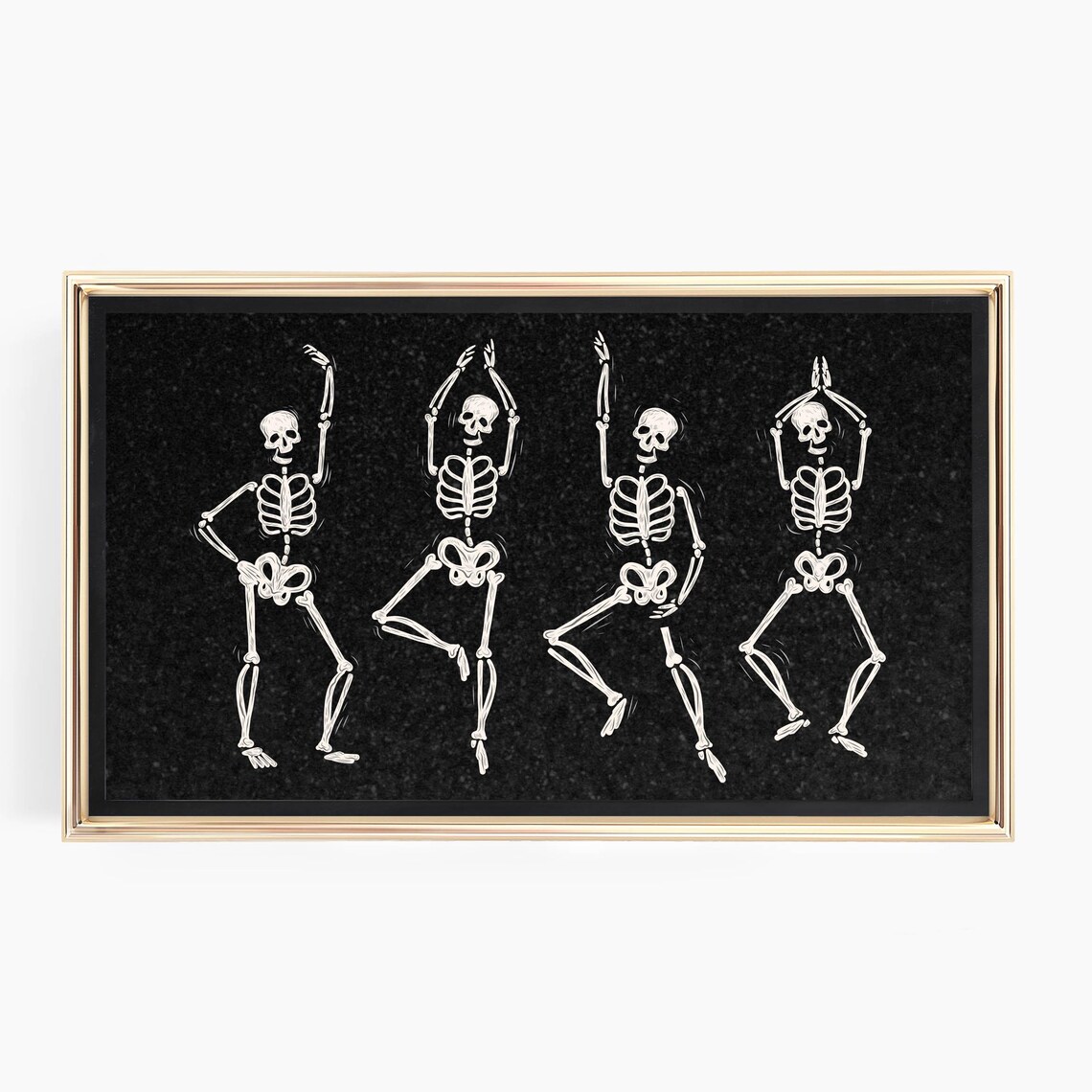 Dancing Skeletons Black Glitter Background Funny Halloween Party Poster