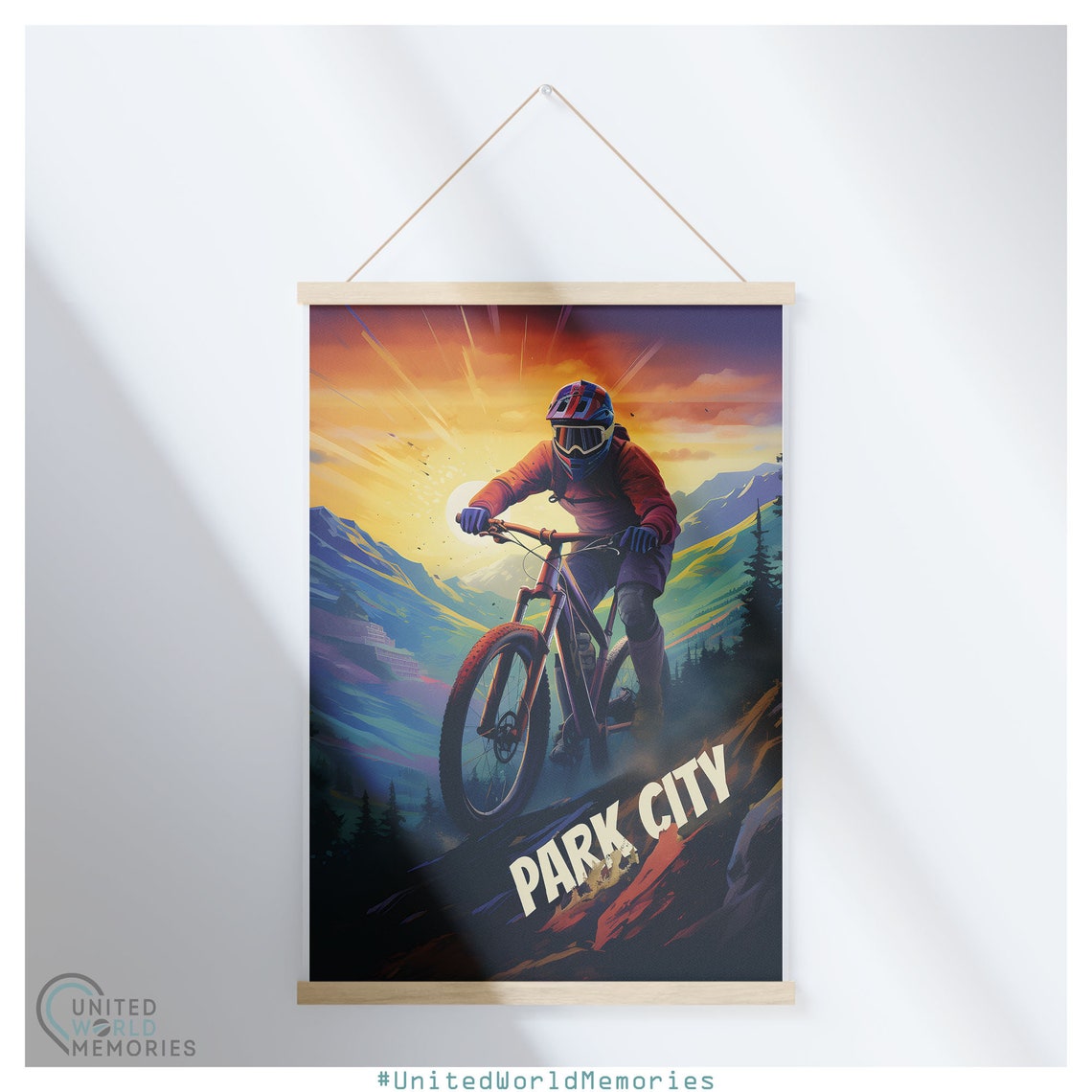 Park City Mountain Biker Sunset Trail Ride Vintage Travel Poster - Image 5