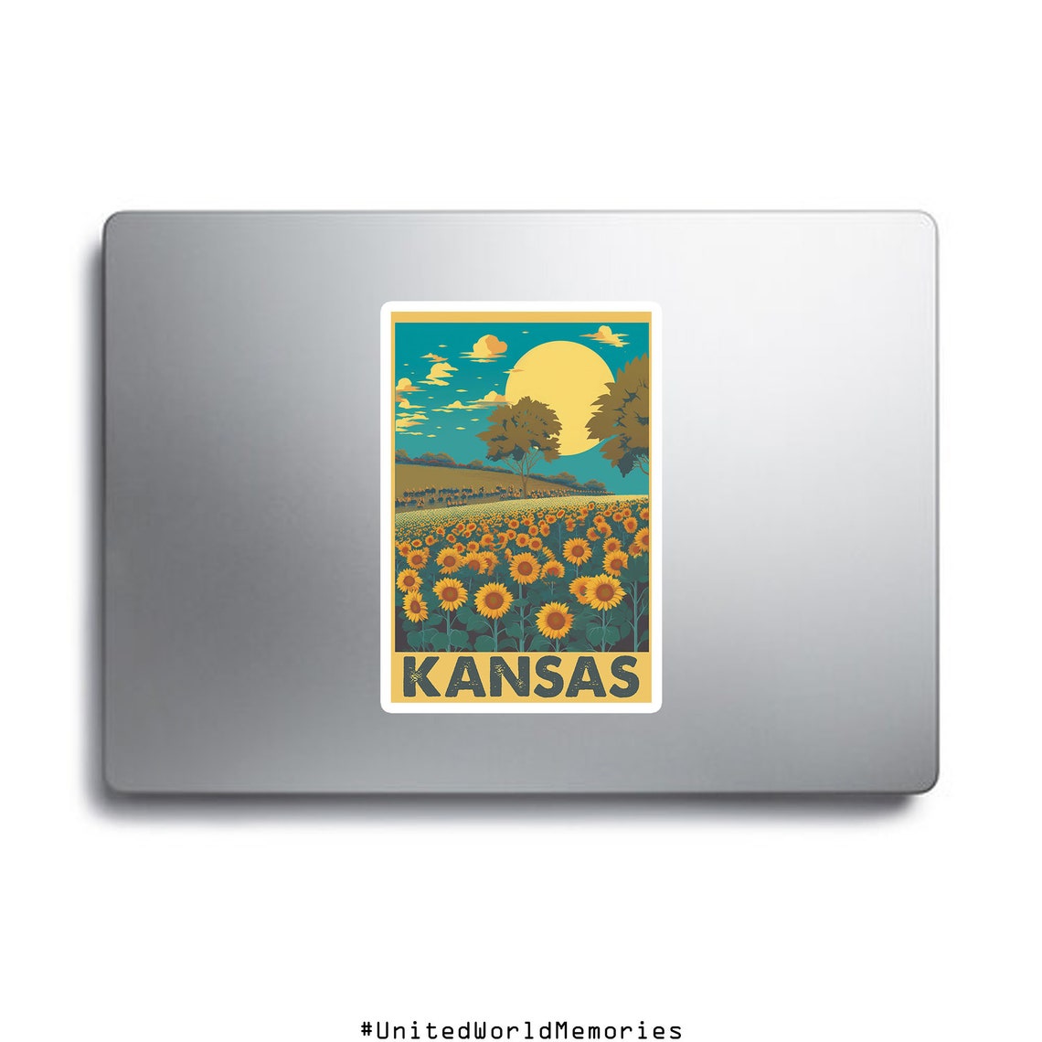 Kansas Sunflower Field Sunset Golden Harvest Vintage Travel Poster - Image 2