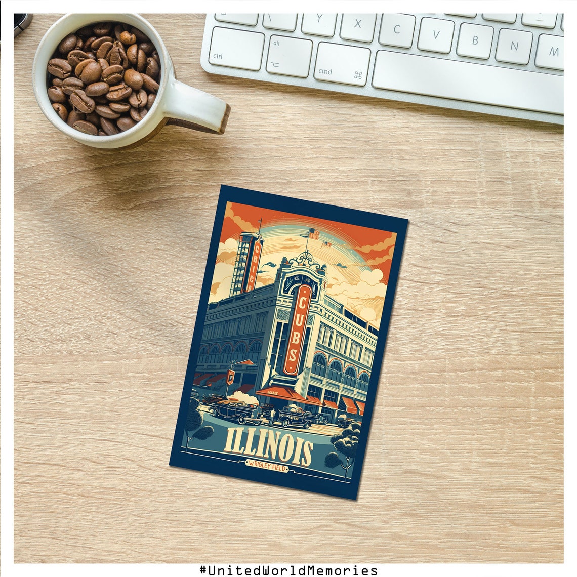 Illinois Wrigley Field Chicago Cubs Baseball Stadium Retro Poster - Image 3