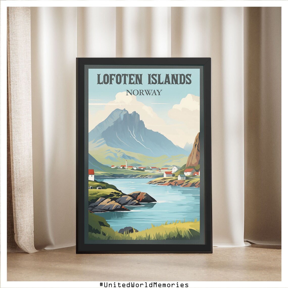 Lofoten Islands Norway Fishing Village Fjord Vintage Travel Poster - Image 5