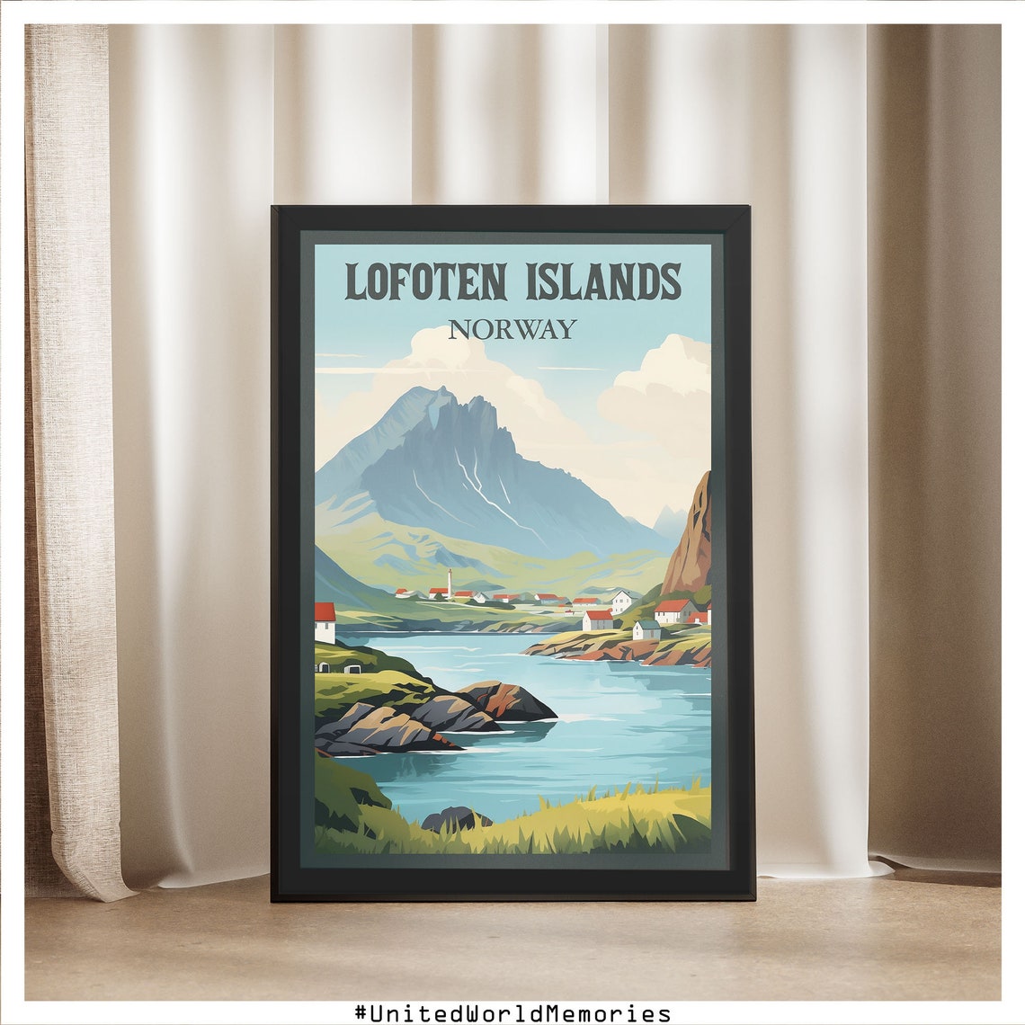 Lofoten Islands Poster Norway Travel Poster Lofoten Wall Art Lofoten Gifts Norway Vintage Poster Lofoten Print - Image 5