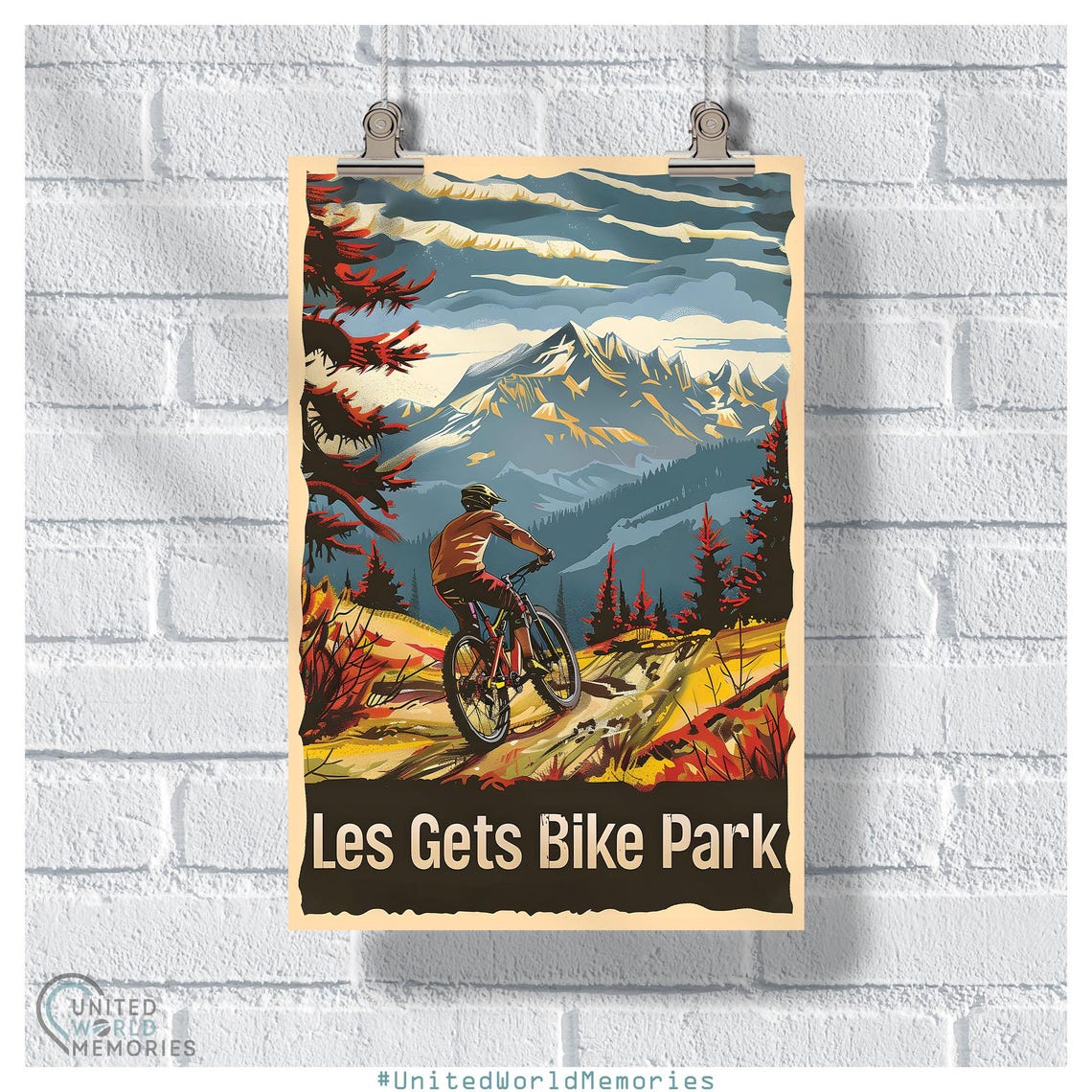 Les Gets Bike Park Alpine Adventure Poster Mountain Bike Poster France Bike Park Print
