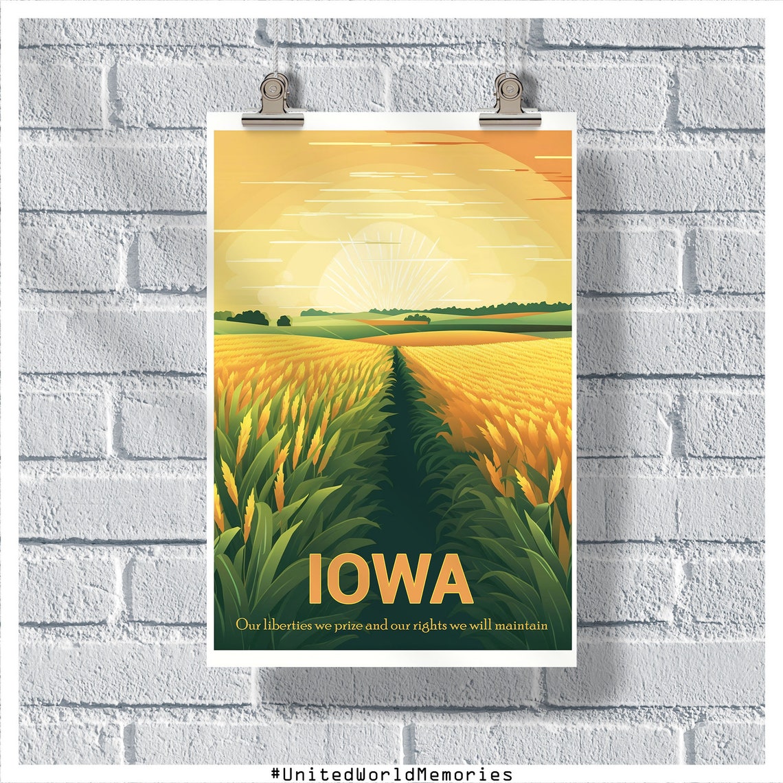 Iowa Travel Poster Welcome To Iowa Poster Iowa Vintage Poster Wall Decor State Poster Iowa Print Iowa Retro Poster Iowa Wall Art