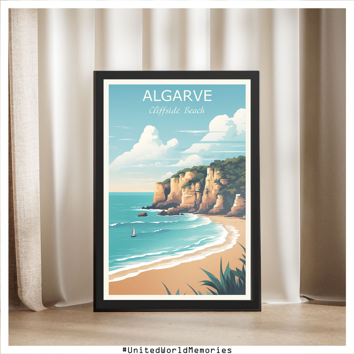 Algarve Travel Poster Cliffside Beach Poster Portugal Poster Algarve Wall Art Algarve Gifts Algarve Portugal Poster Algarve Print - Image 5