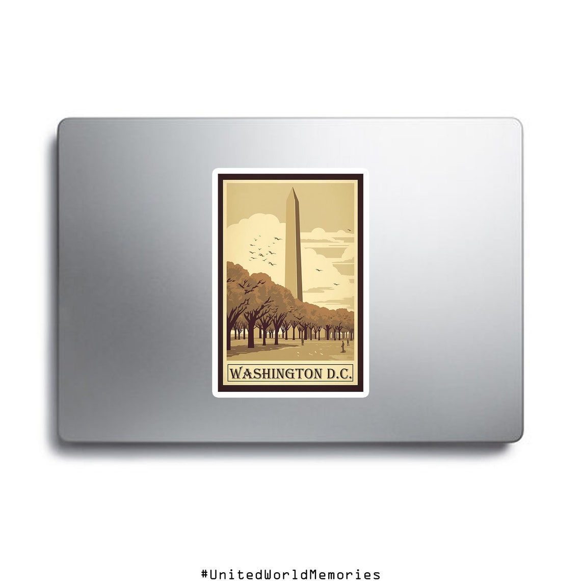 Washington DC Monument Tree Lined Mall Sepia Vintage Travel Poster - Image 2