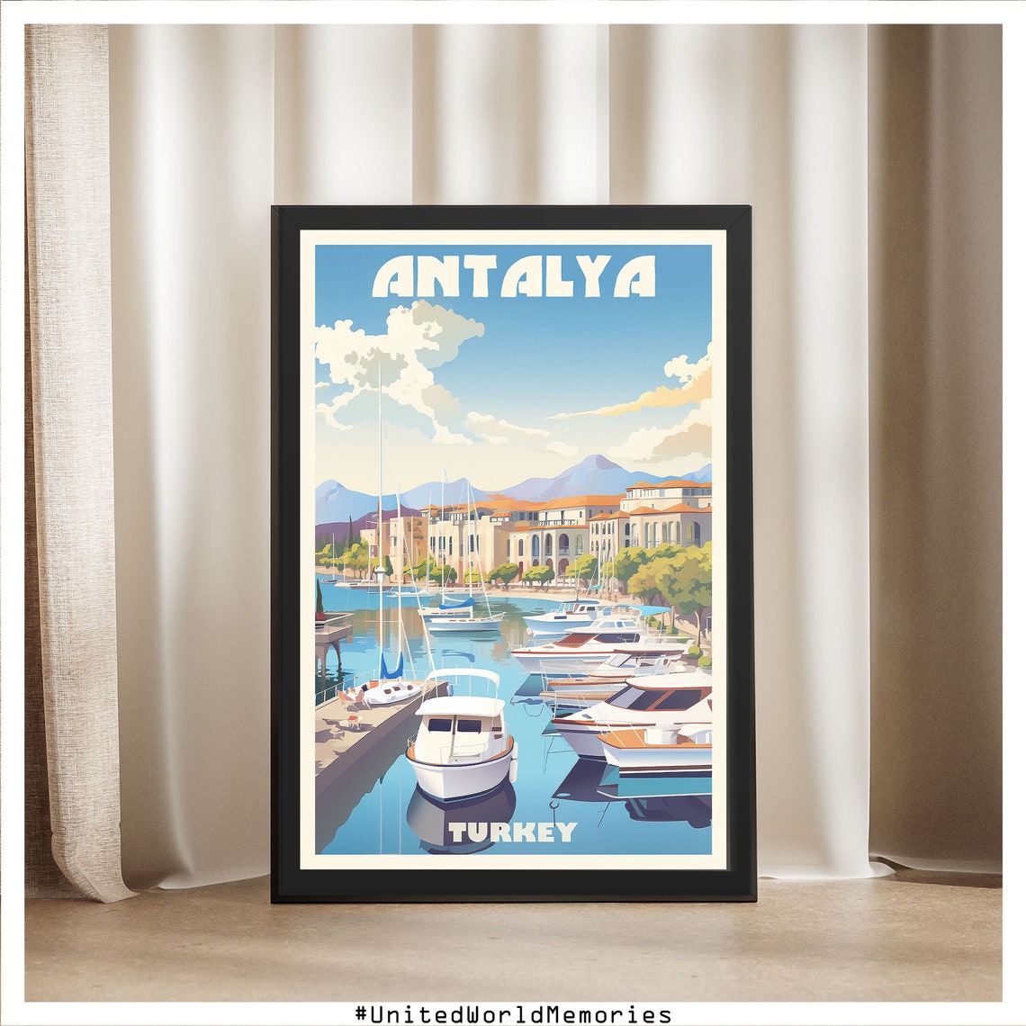 Antalya Turkey Marina Harbor Sailing Yacht Waterfront Poster - Image 5