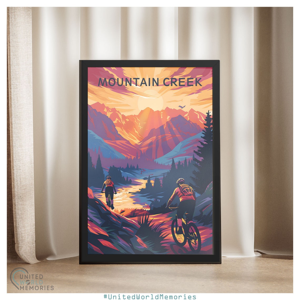 Mountain Creek Golden Sunset Mountain Bike Trail Riders Poster - Image 4
