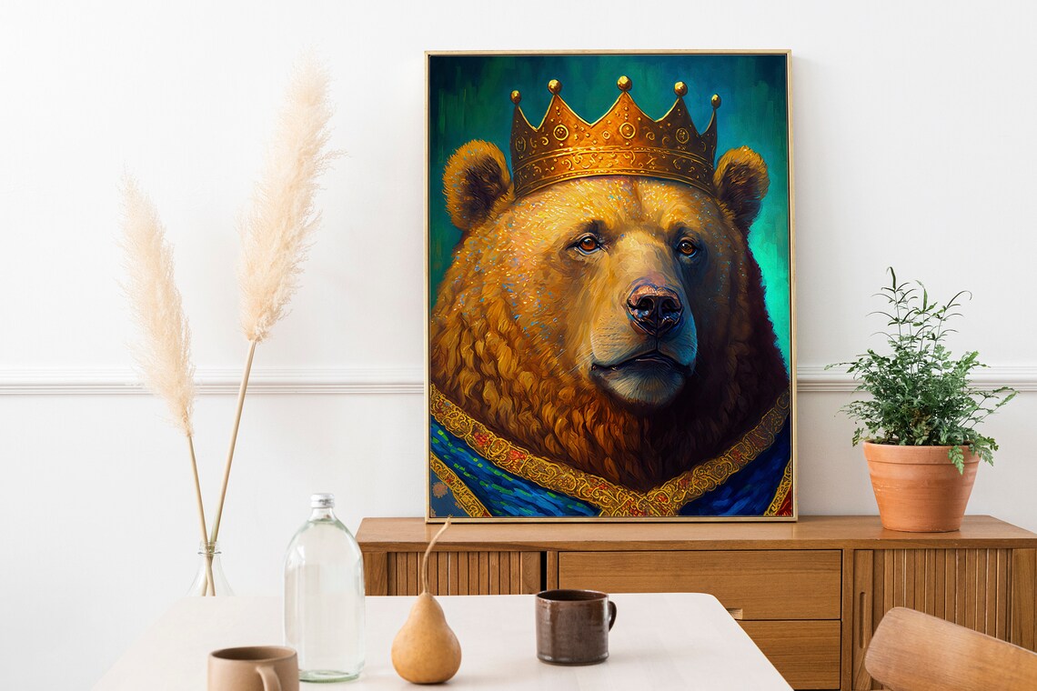 King Bear Wall Art Home Decor Print Poster