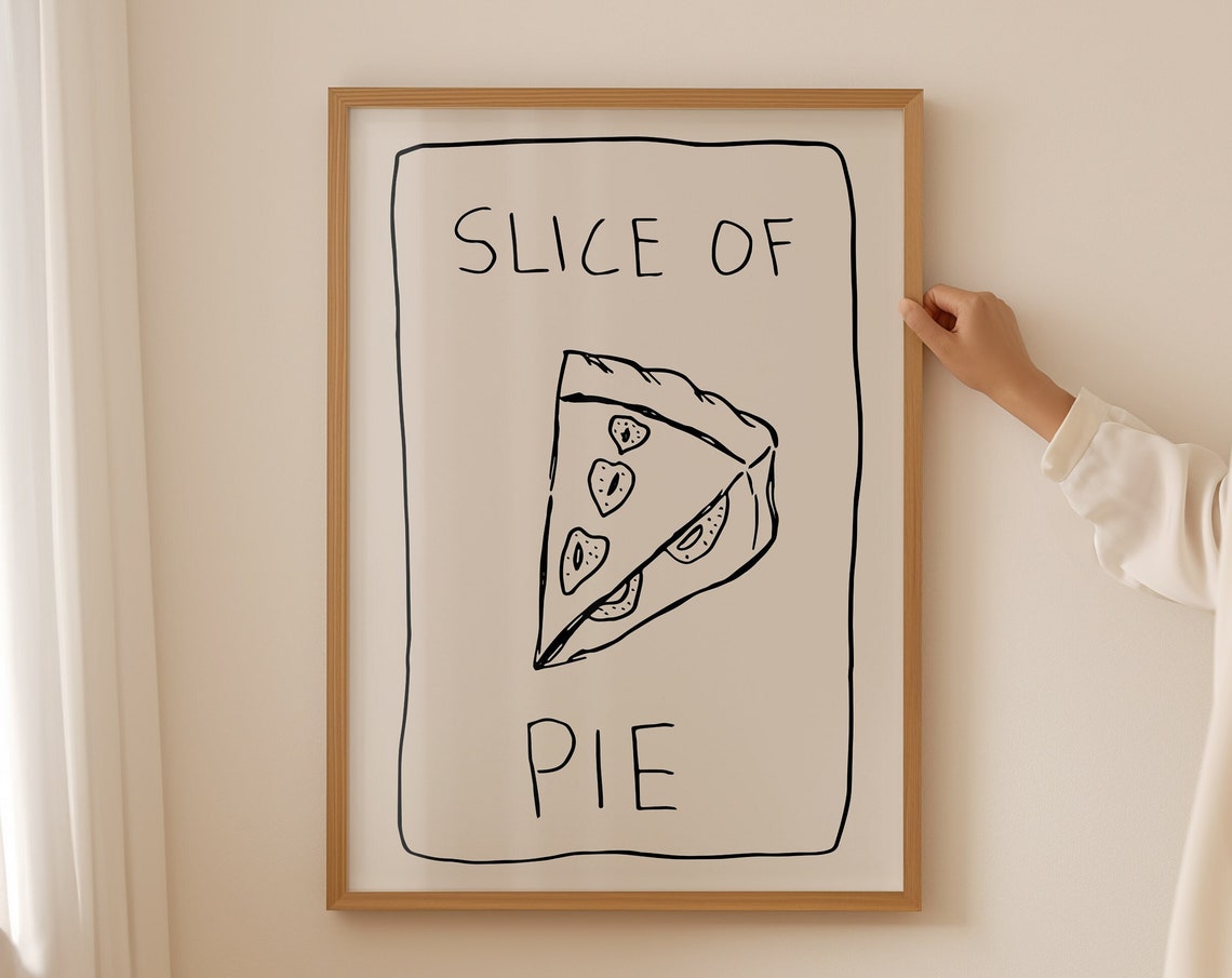 Slice of Pie Black Line Art Retro Kitchen Whimsical Dessert Poster - Image 4
