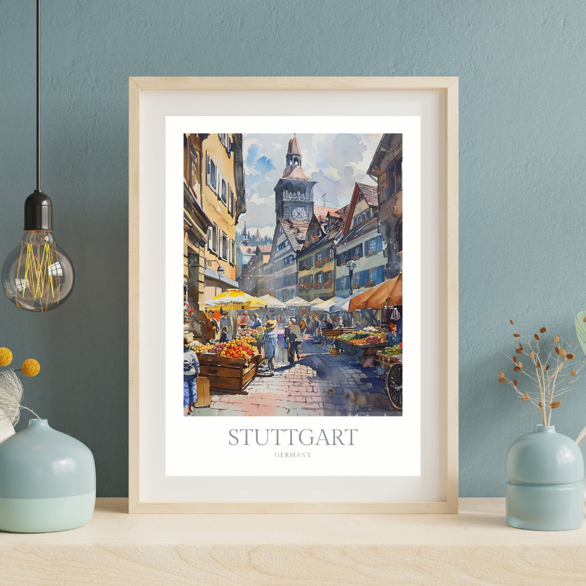 Stuttgart Germany Watercolor Travel Poster Art Print - Image 2