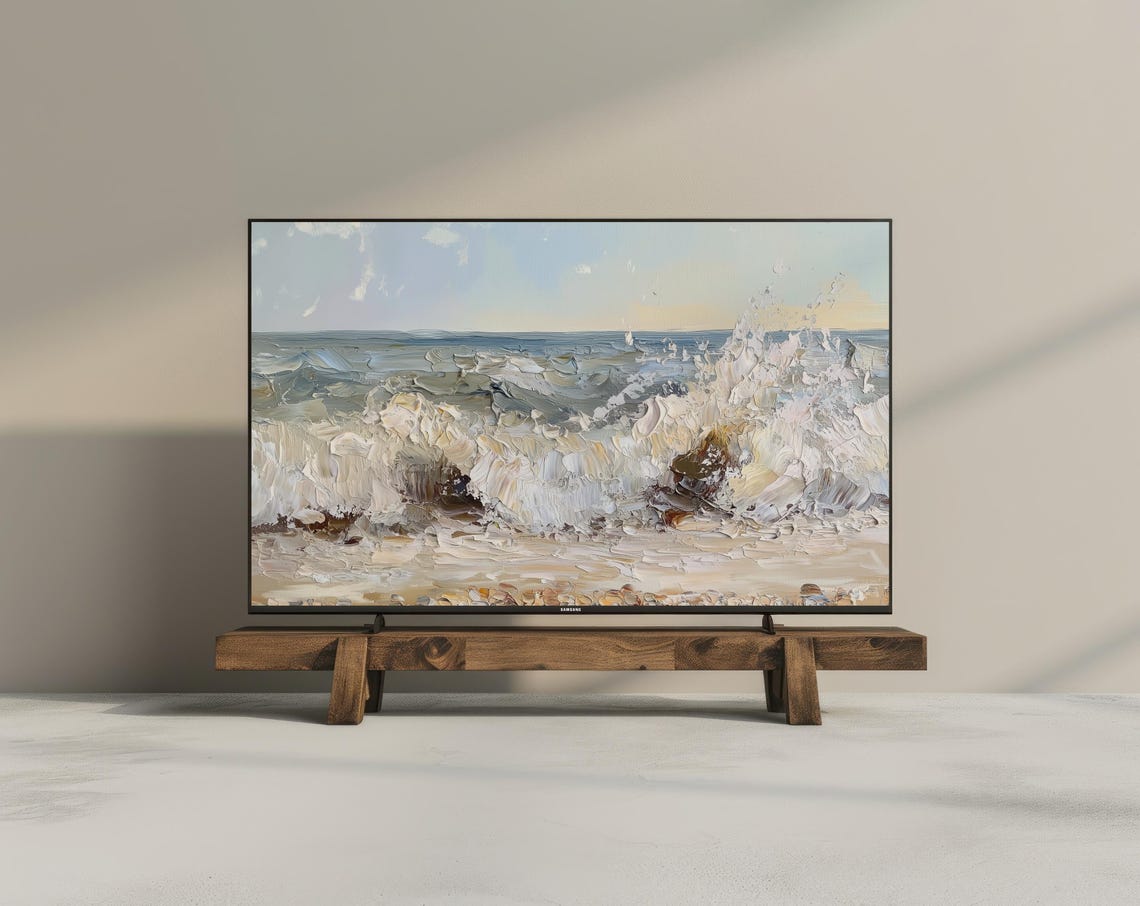 Crashing Ocean Waves Impasto Seascape Textured Coastal Art Poster - Image 3
