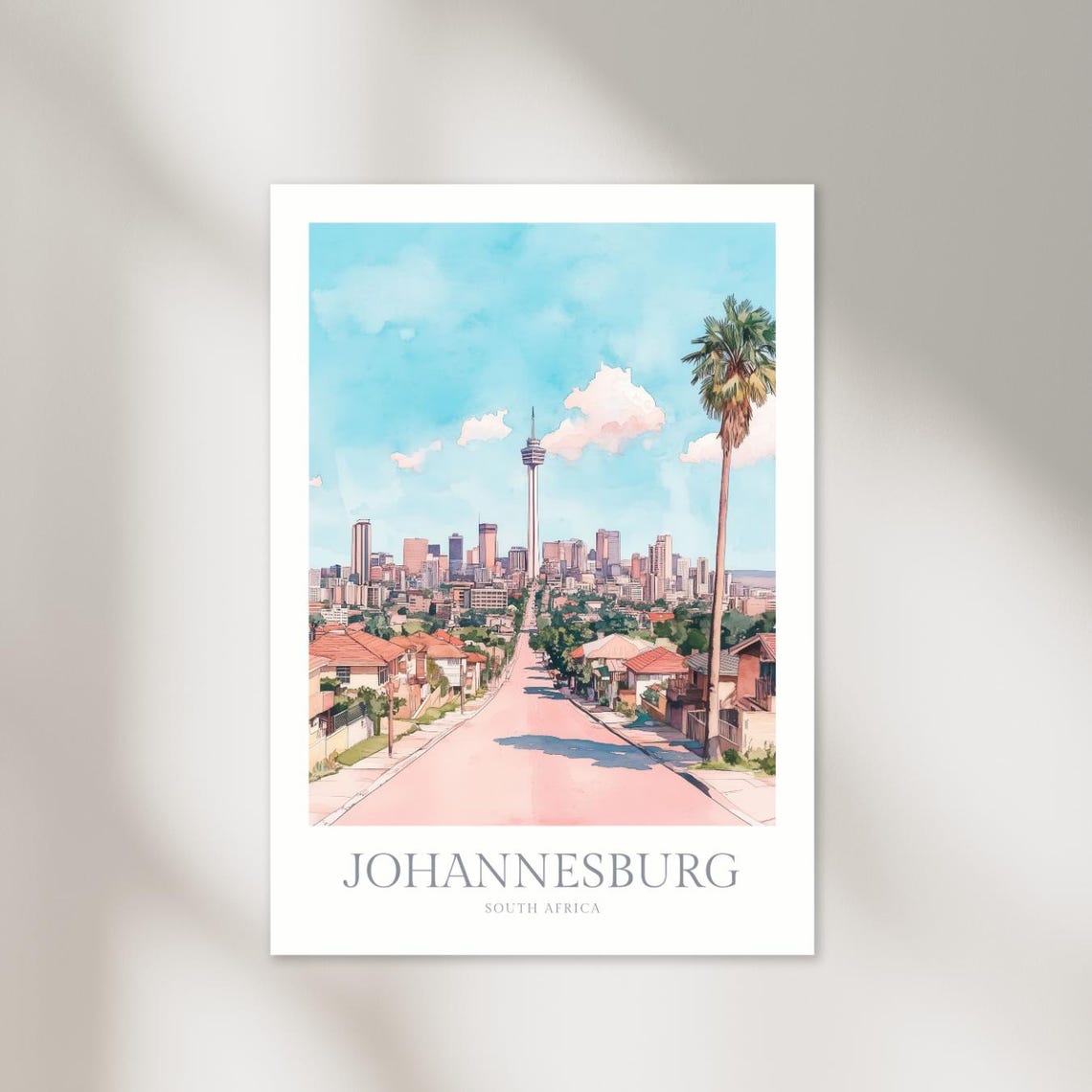 Johannesburg Print South Africa Watercolor Poster Wall Art Home Decor Johannesburg Poster Johannesburg Travel Art Print