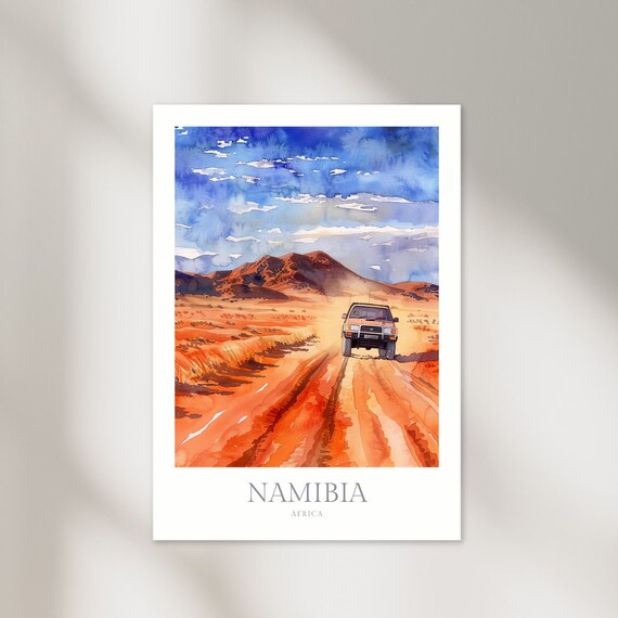 Namibia Watercolor Poster Namibia Wall Decor Africa Print Namibia Poster Africa Poster Desert Safari