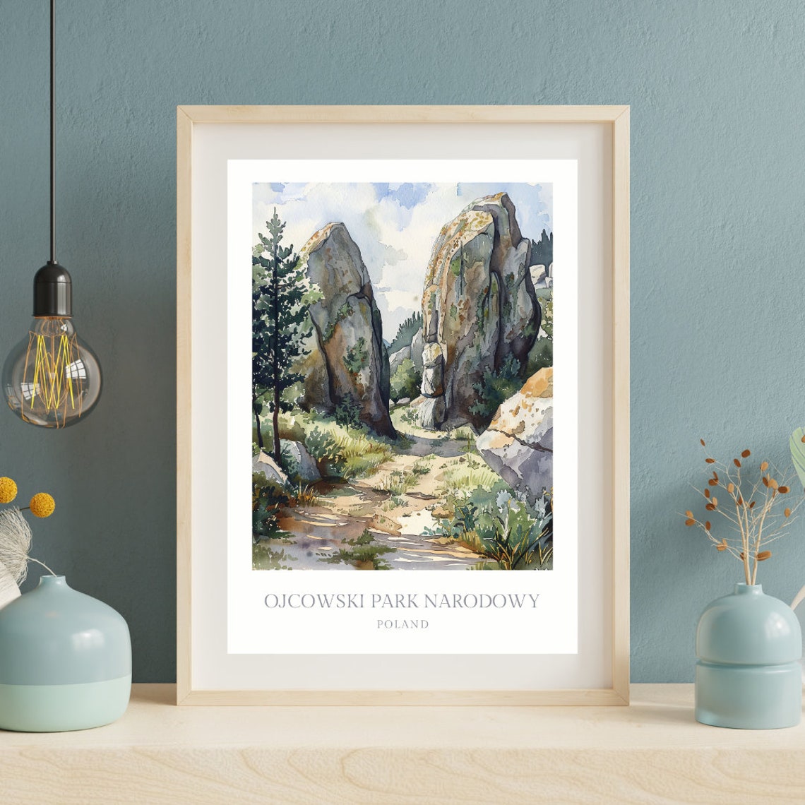 Ojcow National Park Poland Limestone Rocks Forest Watercolor Poster - Image 2