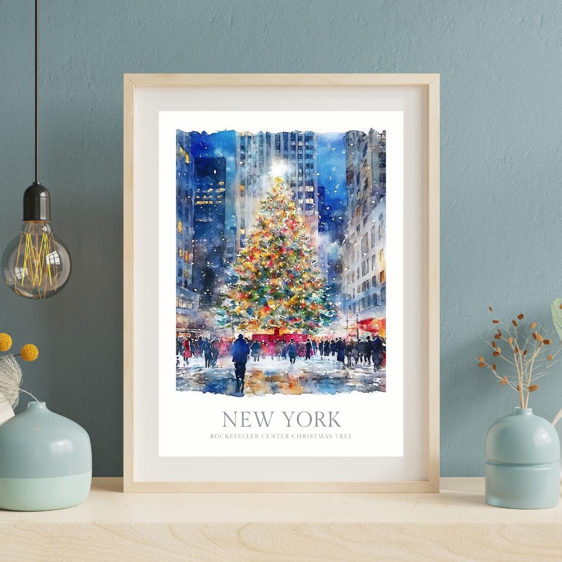 New York Christmas Tree Watercolor Art Print - Image 3