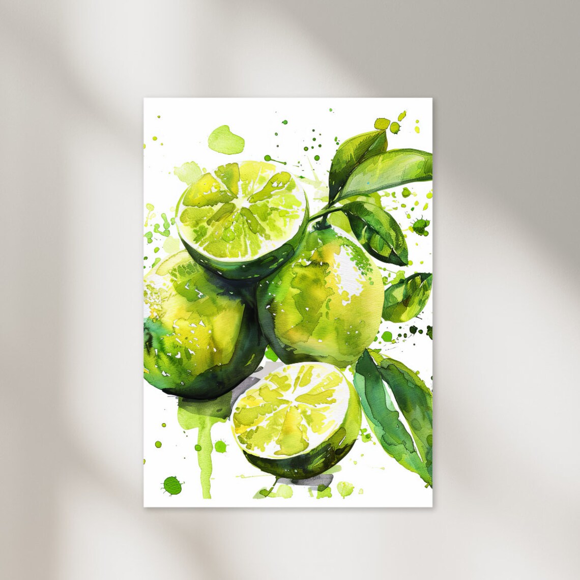 Fresh Limes Watercolor Green Citrus Kitchen Bright Decor Poster - Image 2