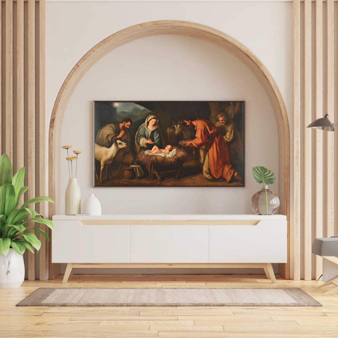 Nativity Scene Vintage Baroque Oil Painting Christmas Religious Poster - Image 2
