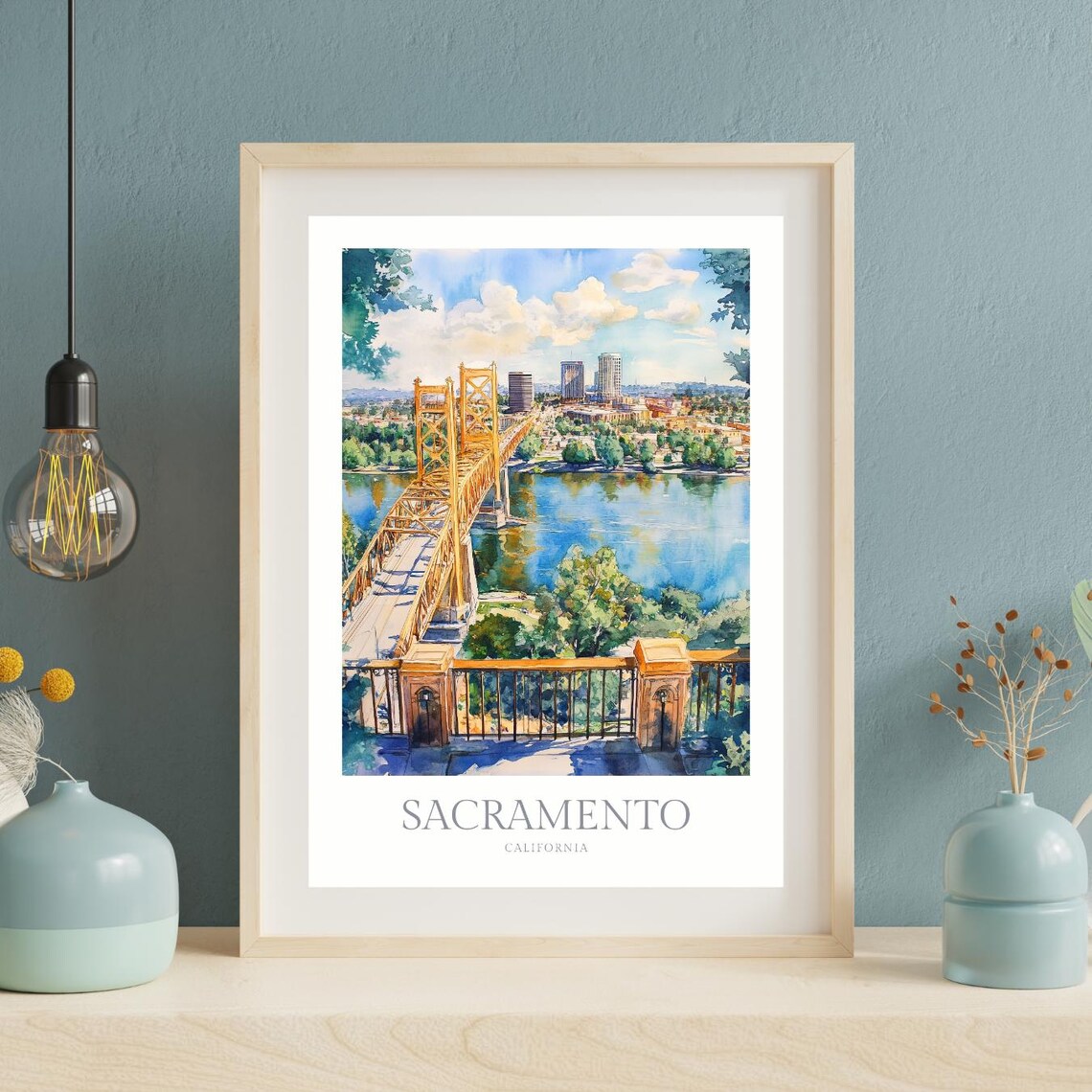 Sacramento California Watercolor Travel Poster Art Print - Image 2