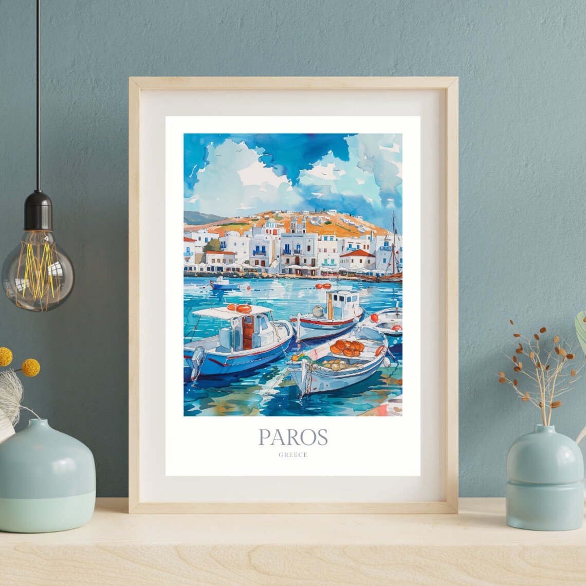 Paros Greece Watercolor Travel Poster, Home Decor - Image 2