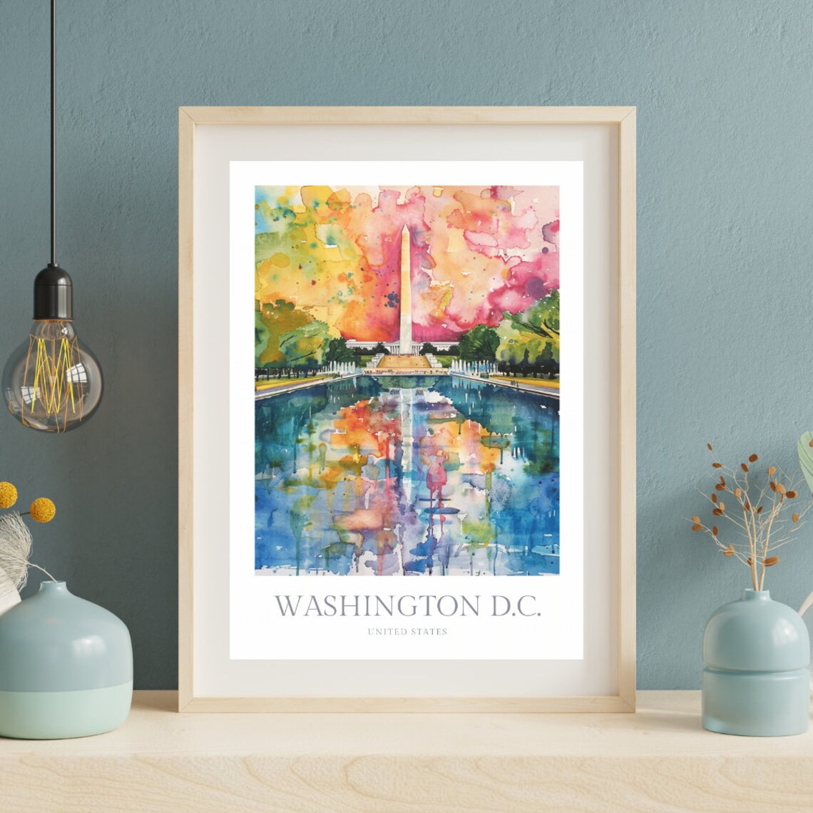 Washington DC Watercolor Poster, City View Print - Image 2