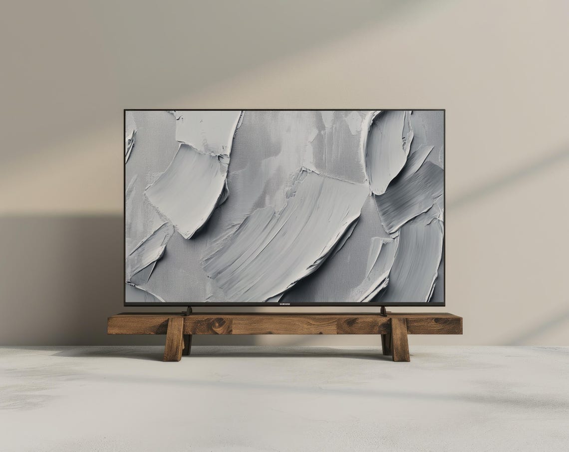 Grey Minimal Abstract Textured Oil Painting Modern Neutral Wall Art - Image 3